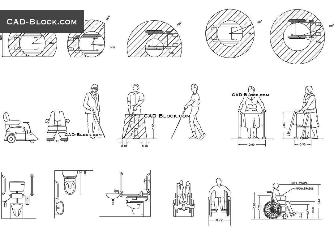 Disabled People Cad Blocks Download 9817