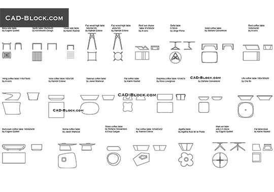 Designer Lounge Tables - free CAD file