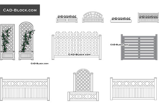 Flower beds and fences - download vector illustration