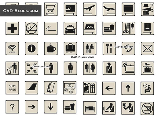 Icons for Navigation in Airport - download vector illustration