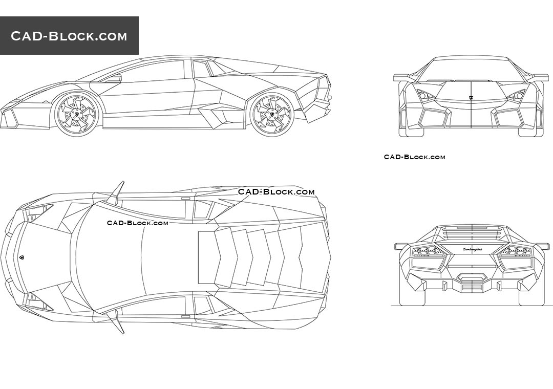Lamborghini Reventon 2007 - high-quality drawings, CAD Blocks.
