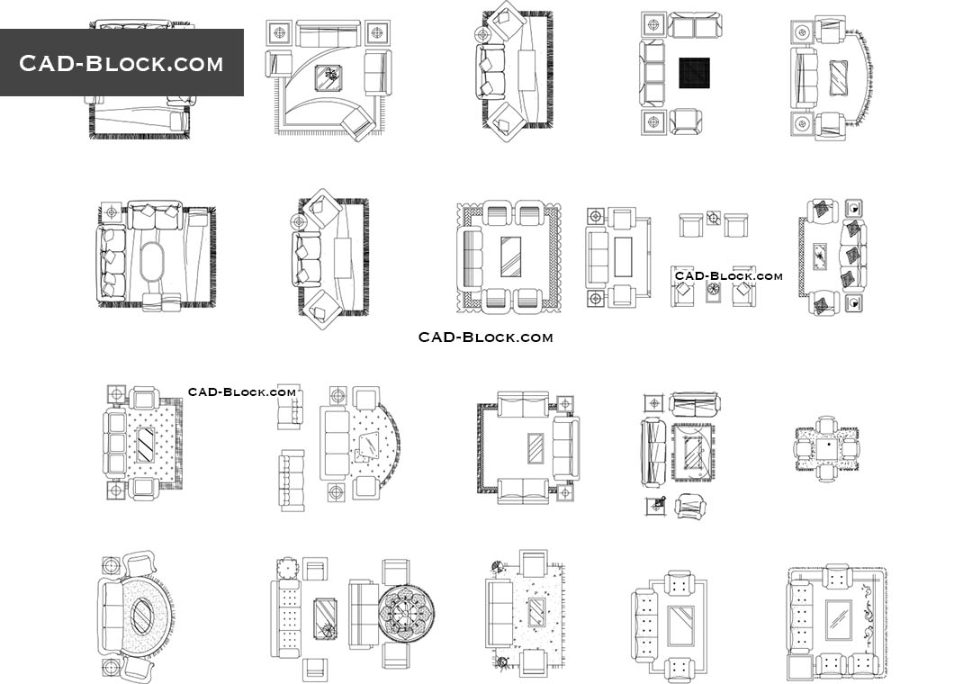 modern living room furniture cad blocks