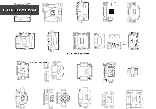 Living room furniture CAD Blocks free