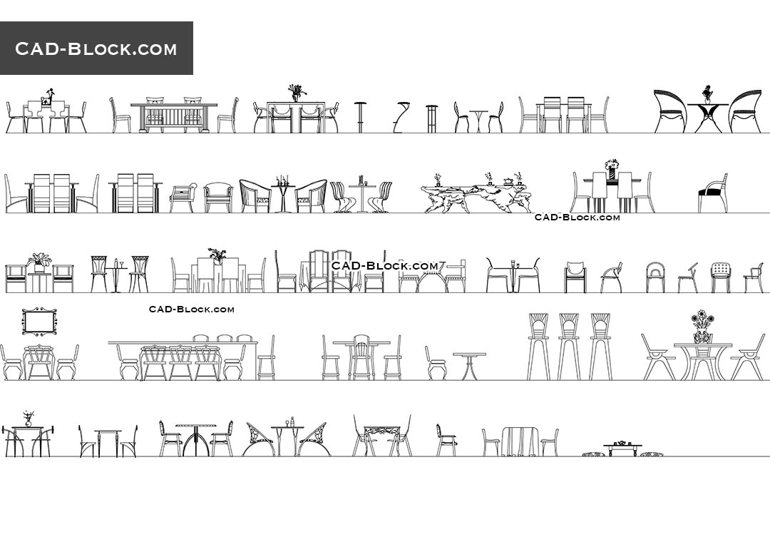 Dining Room Table Elevation Cad Block