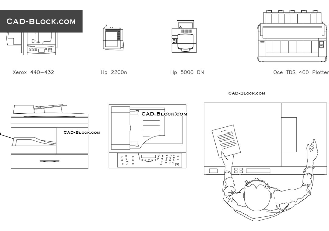 Printer And Fax Machine 2d Cad Blocks In Autocad Dwg vrogue.co