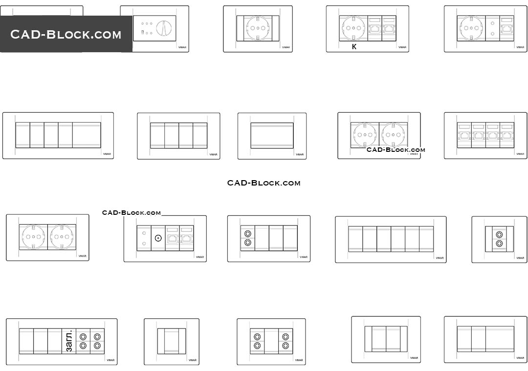 electrical socket cad block