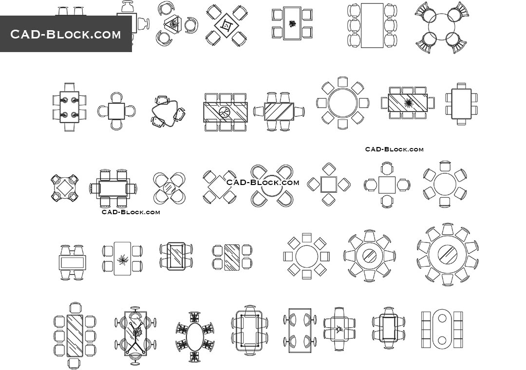 Dining Tables Cad Blocks Free Download