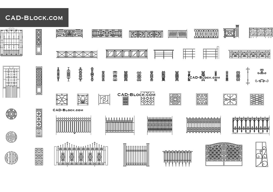 Wrought iron fences - CAD Blocks, AutoCAD file