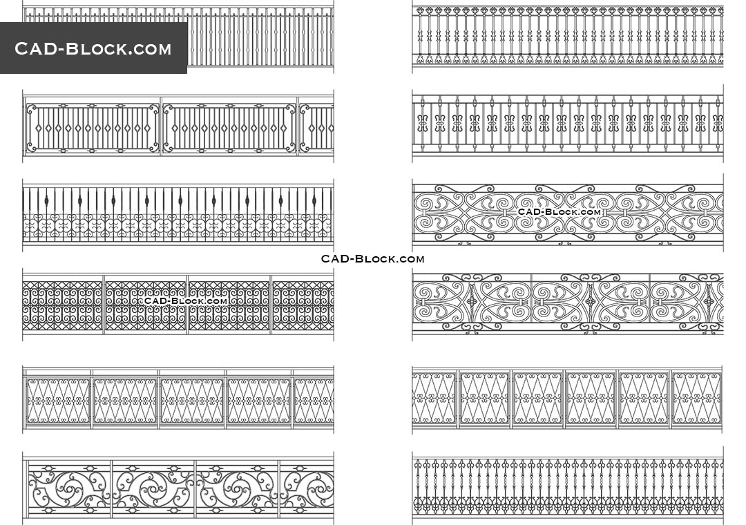 Wrought iron railing CAD Blocks free download