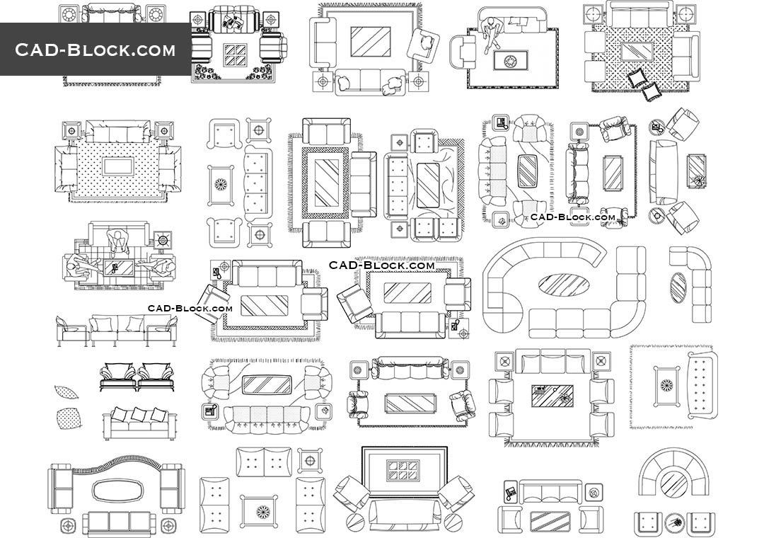 Living room furniture CAD Blocks free