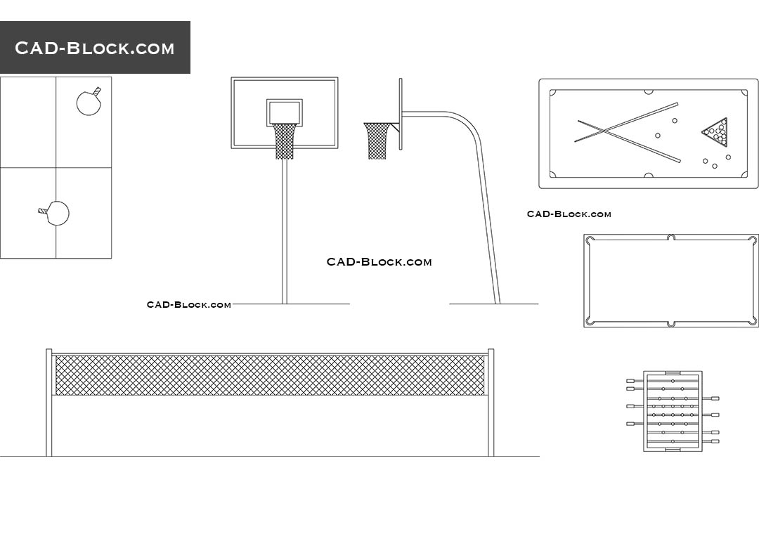 Sports equipment - CAD Blocks, AutoCAD file