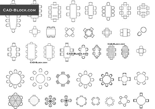 Dining room sets - free CAD file