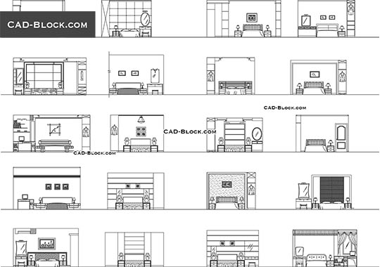 Bedroom elevation - free CAD file