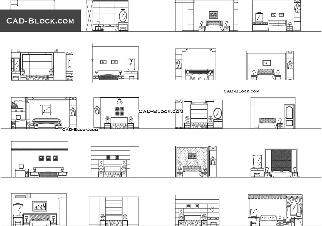 Bedroom elevation CAD Blocks AutoCAD drawings download