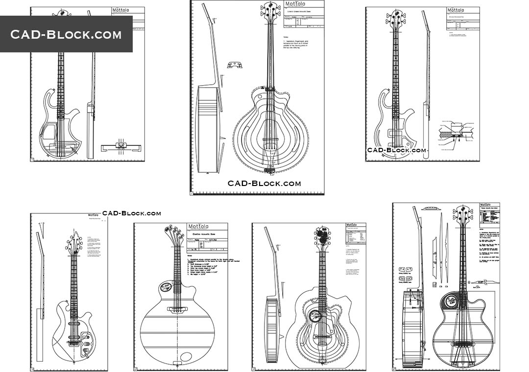 Correo aéreo Majestuoso Primer ministro Guitar drawings, AutoCAD, dwg download