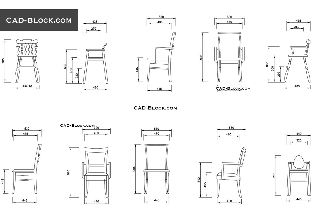 Wooden Chairs CAD Blocks Free Download