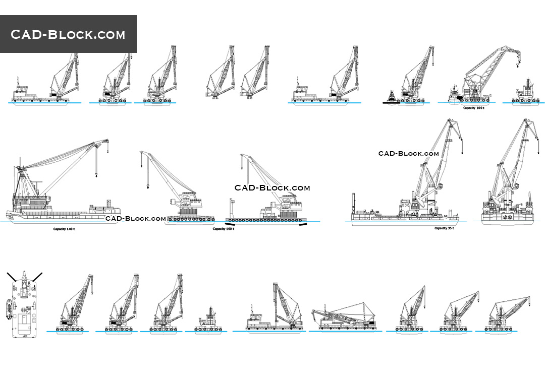Floating cranes - CAD Blocks, AutoCAD file