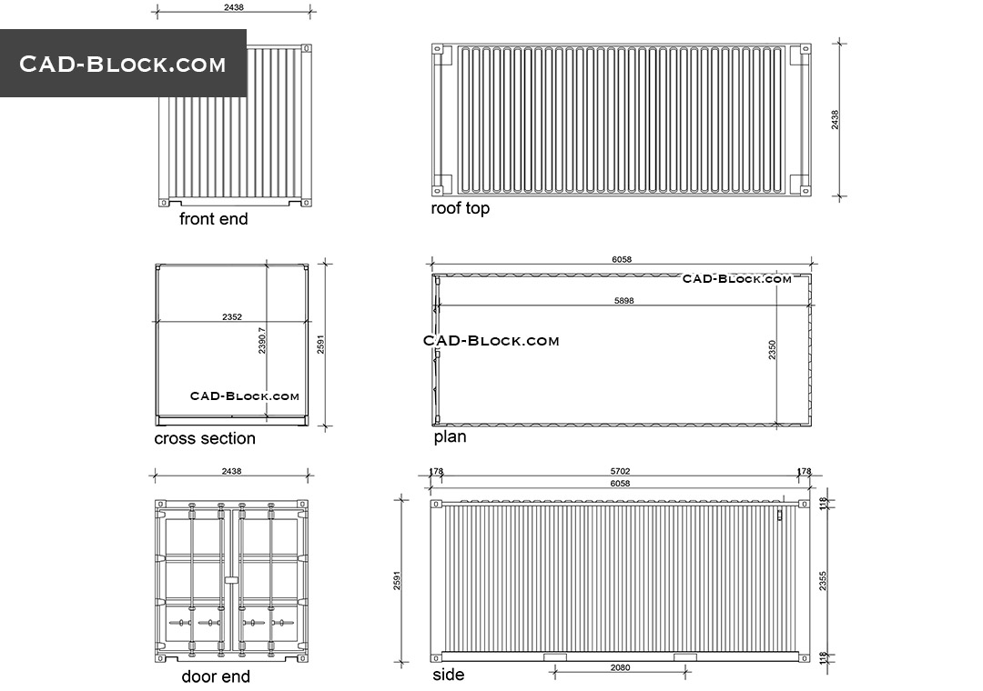 Shipping Container CAD Blocks AutoCAD Drawings 50 OFF
