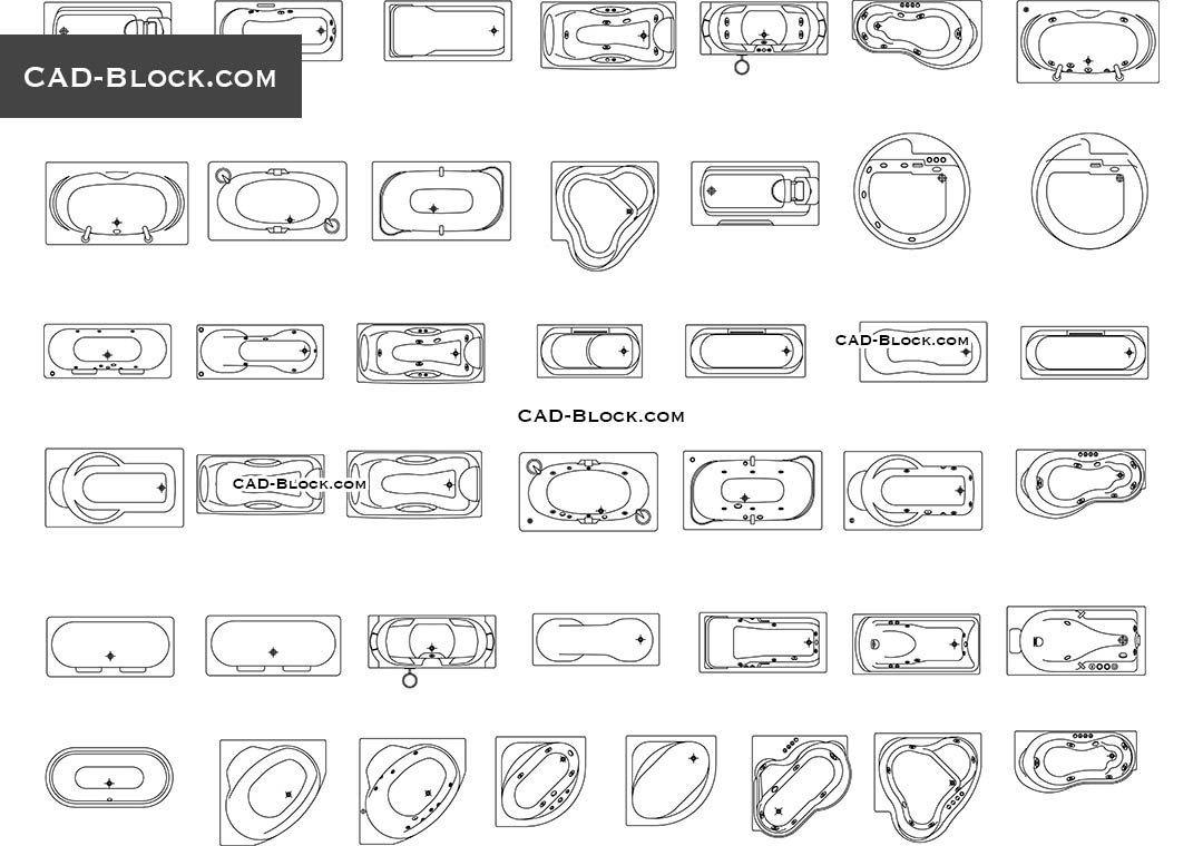 Bathtubs - CAD Blocks, AutoCAD file