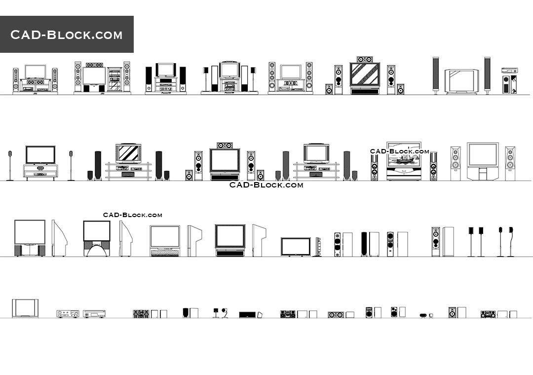 Home Theater Systems Cad Blocks Download Free Autocad File