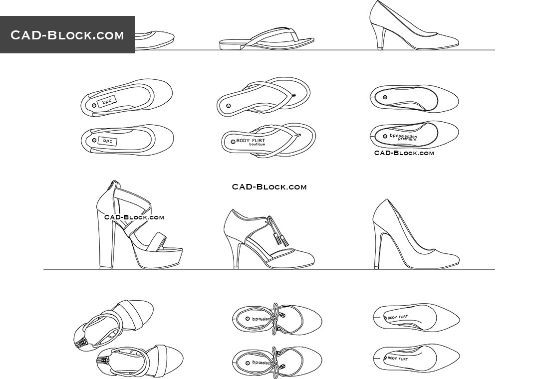 Women's Shoes - CAD Blocks, AutoCAD file