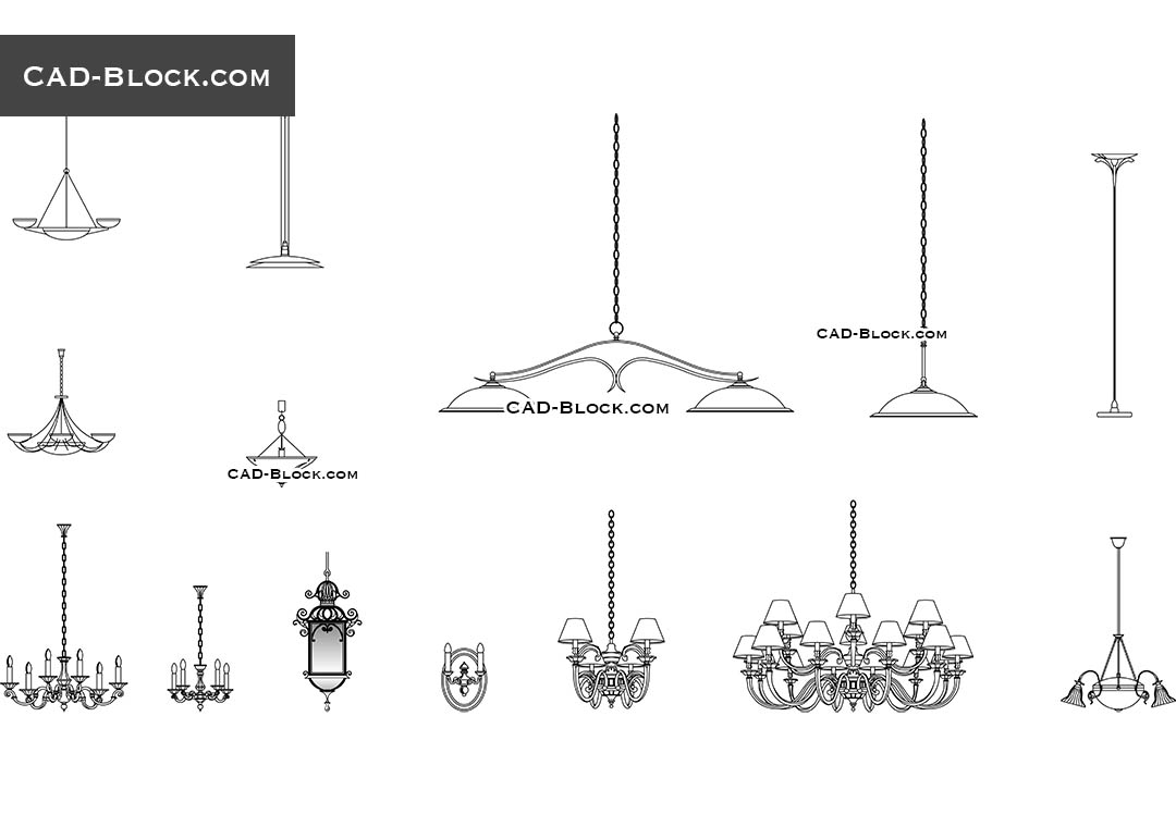 chandelier light cad block