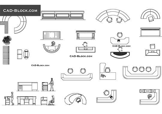 Reception Furniture CAD block, free AutoCAD models in plan