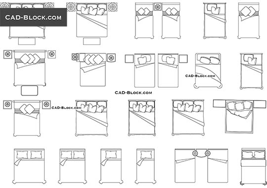 Beds in Plan - download vector illustration