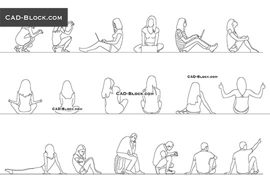 Sitting People - download vector illustration