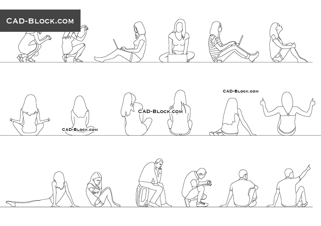  Sitting  People CAD  blocks  AutoCAD  drawings download 