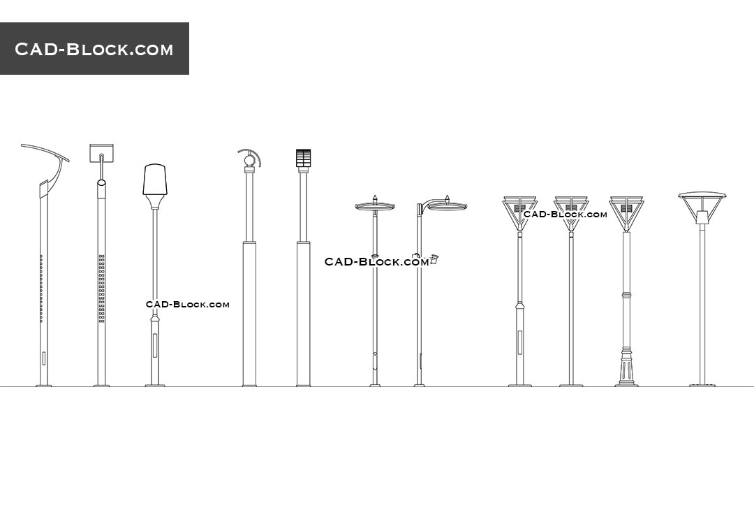 Street Light Pole Autocad Drawing - Pole Light Street Autocad Electric ...