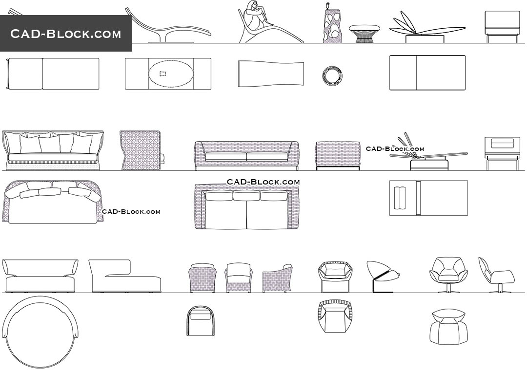 Outdoor Lounge Furniture CAD blocks, AutoCAD drawings download