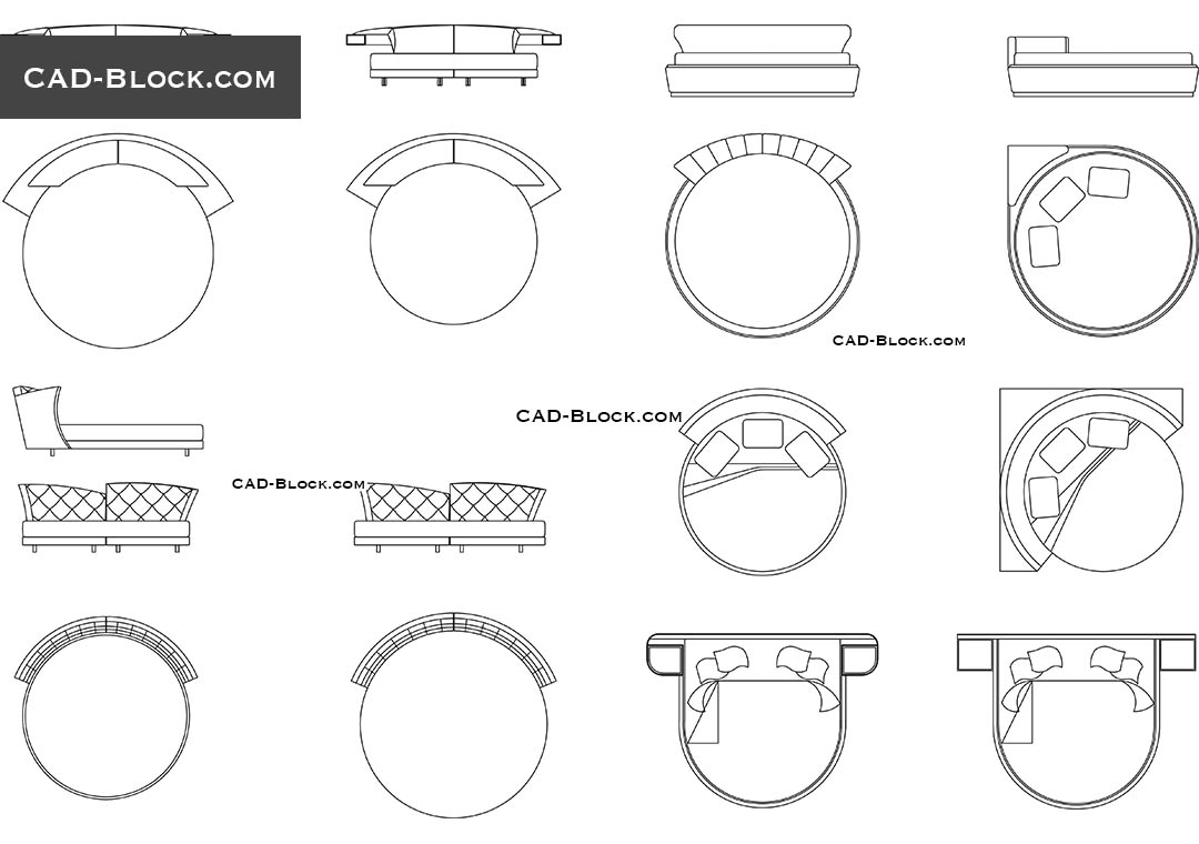 Round Beds - CAD Blocks, AutoCAD file