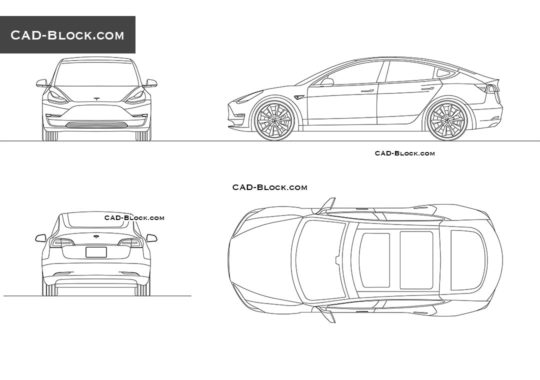 Tesla Model 3 - CAD Blocks, AutoCAD file