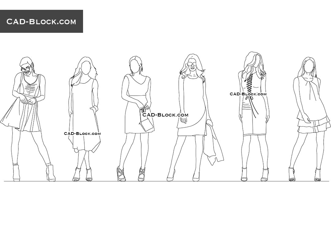 Women in Dresses - CAD Blocks, AutoCAD file