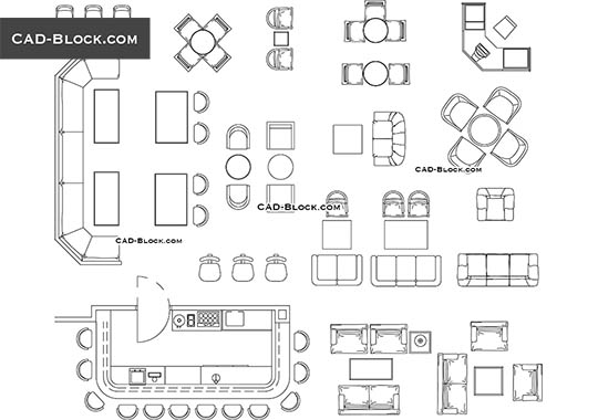 Furniture for Bar & Restaurant - free CAD file