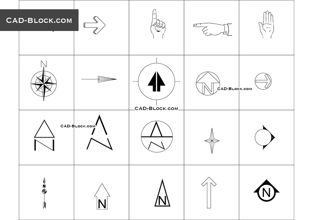North Mark & Symbols - CAD Blocks, AutoCAD file
