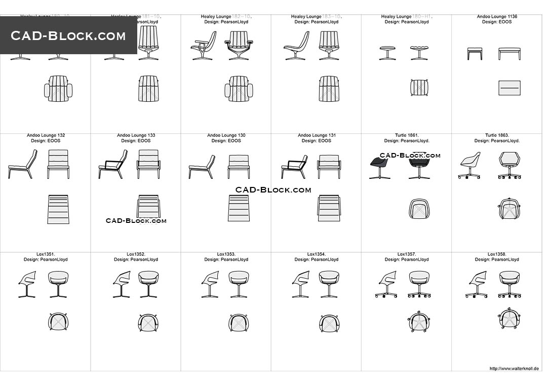 Designer Chairs 2 Free Autocad Blocks Cad File Download