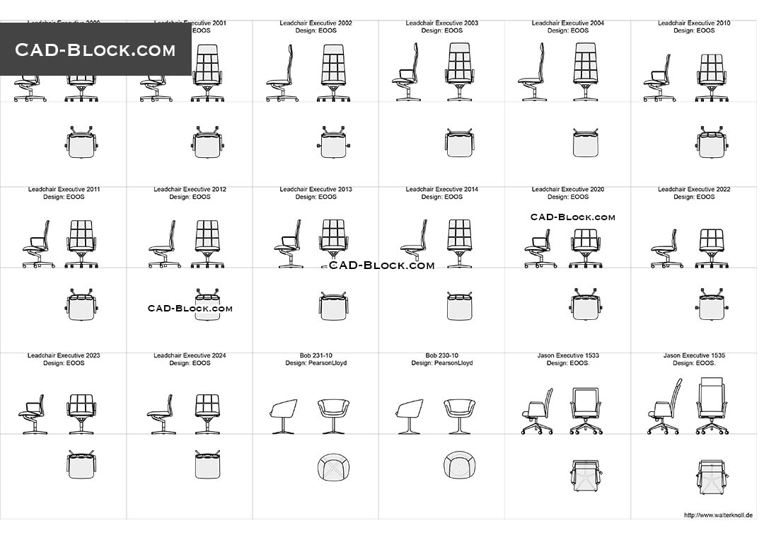 Office Chairs AutoCAD blocks free download