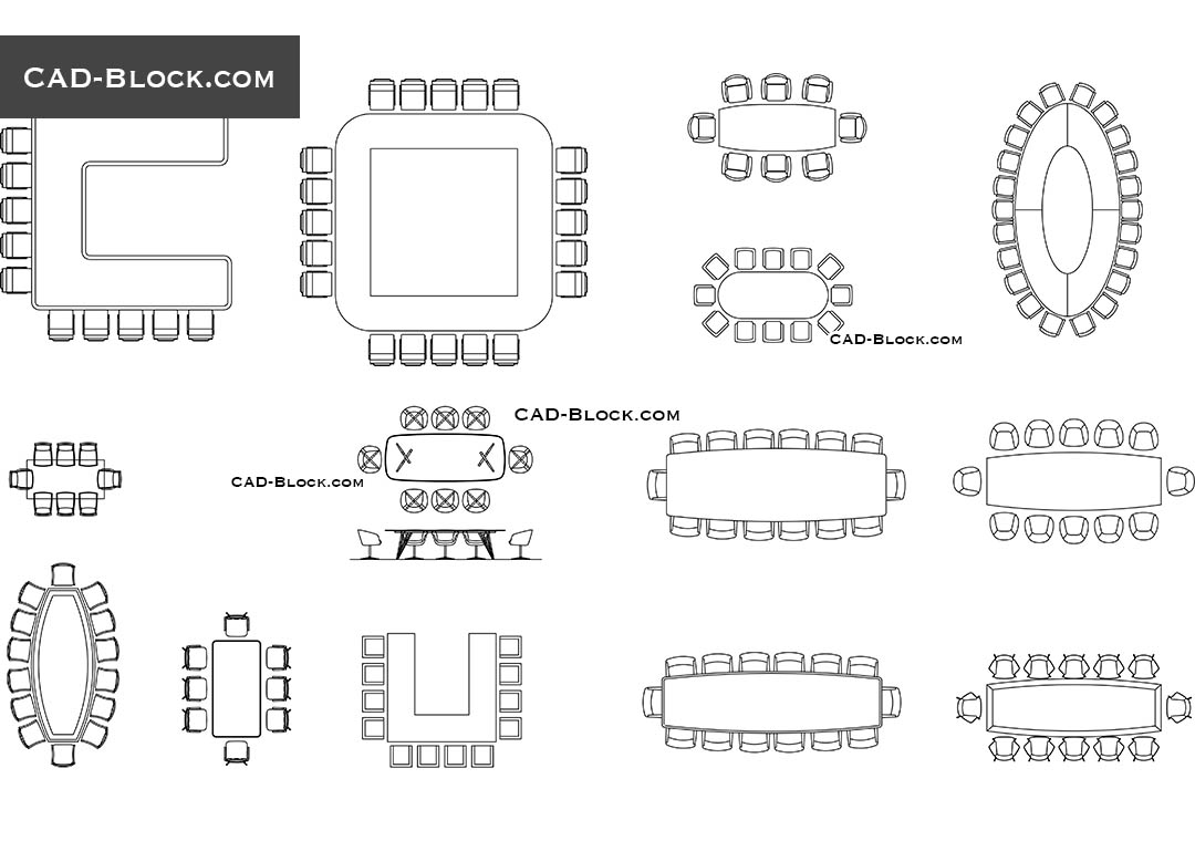 Conference tables CAD blocks free, elevation, AutoCAD drawings download