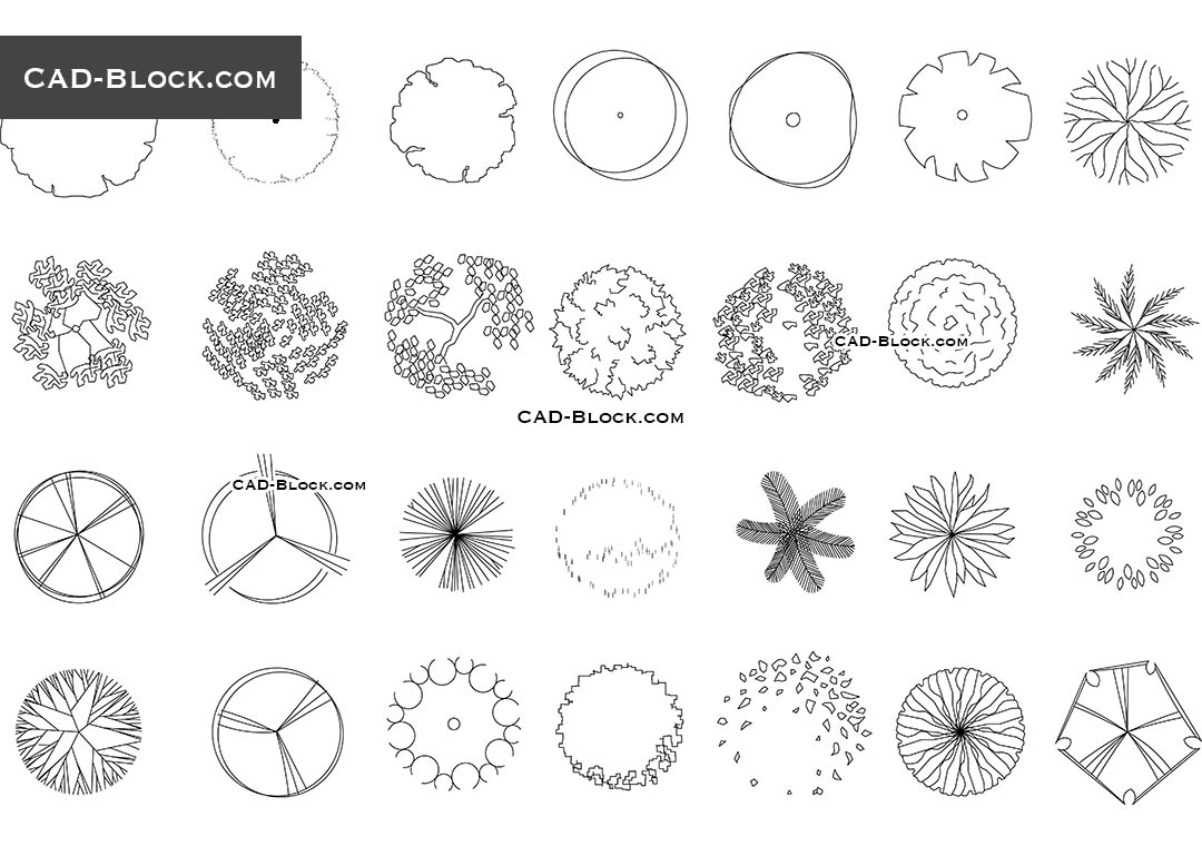 Trees for Landscaping Plan CAD blocks free download, AutoCAD models