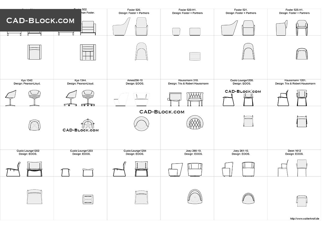 Designer Chairs 4 - CAD Blocks, AutoCAD file