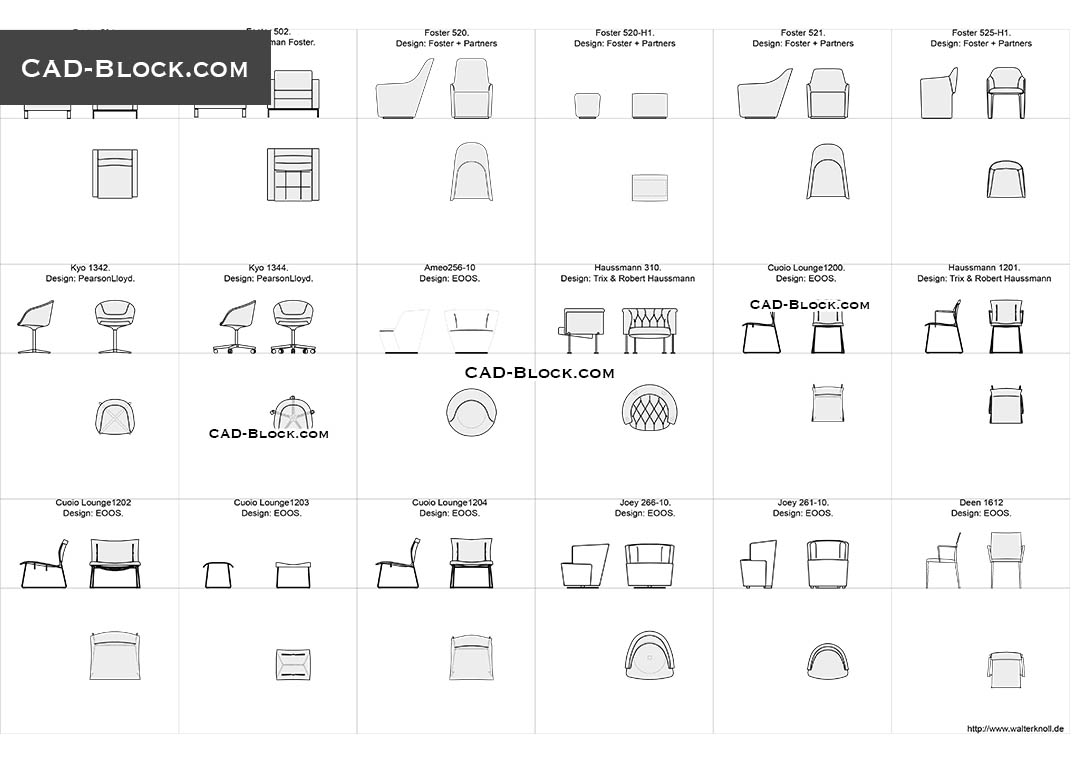 Designer Chairs AutoCAD Furniture Blocks CAD Models In DWG Format   1503904791 Designer Chairs 4 