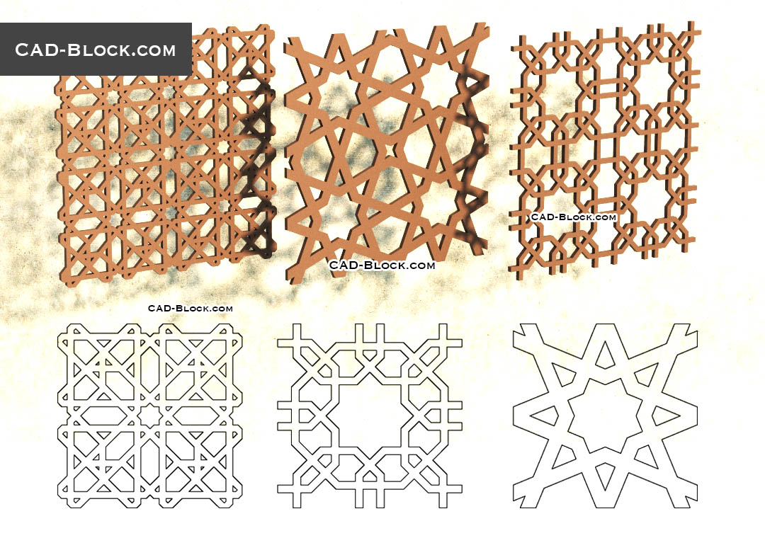 3D Islamic Pattern model free download, AutoCAD drawings