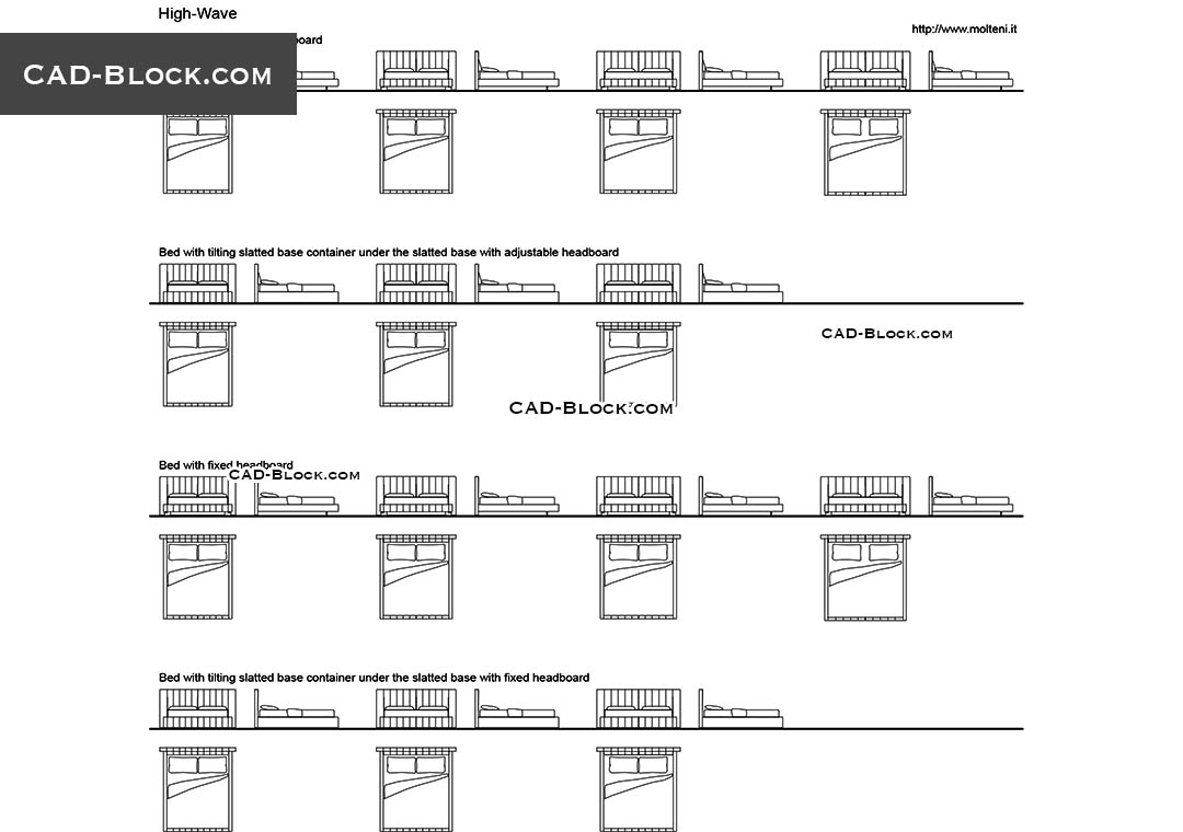 Cad Blocks Of Modern Beds Furniture Free AutoCAD File Download   1504934673 Modern Bed 2 