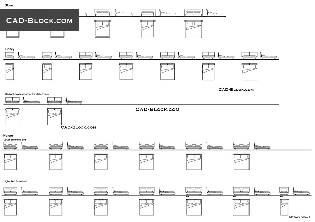 Modern Bed 3 - CAD Blocks, AutoCAD file