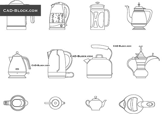 block cad kettle free Appliances Blocks download CAD