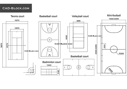 Courts, Fields - free CAD file