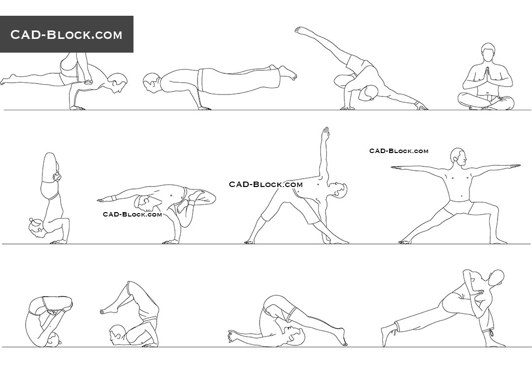 Yoga Men - CAD Blocks, AutoCAD file