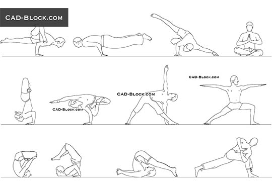 Yoga Men - download free CAD Block